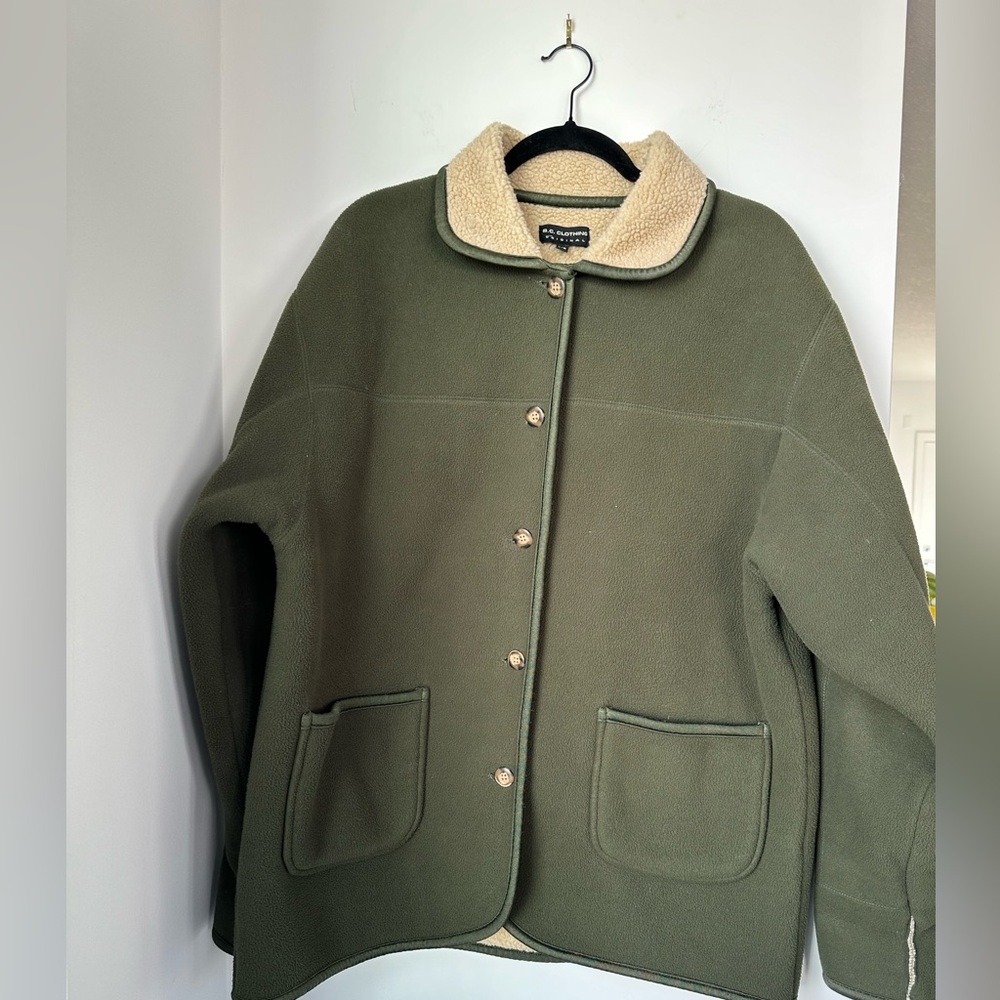 Dark Green Large sherpa lined Jacket with pockets